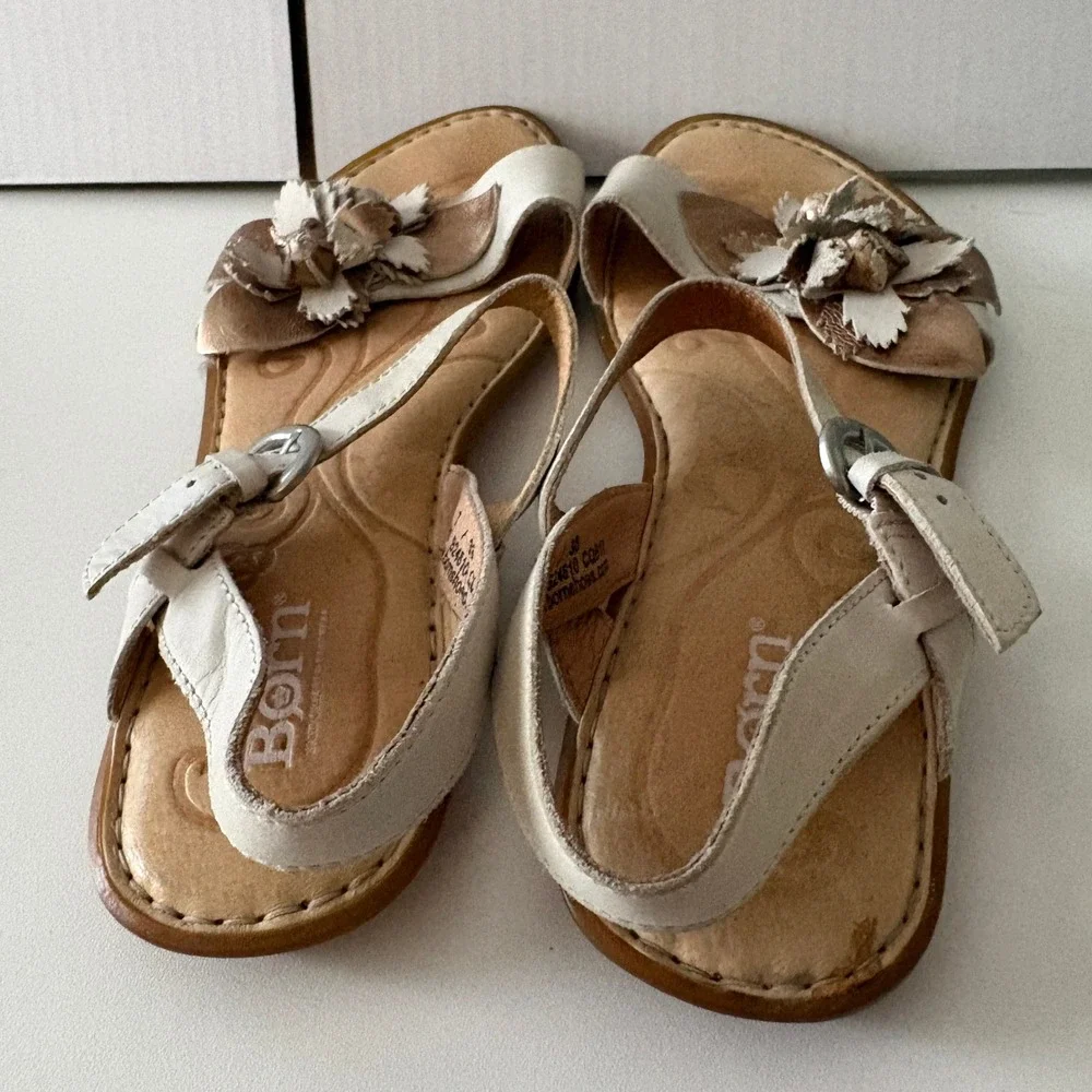 Born Gold and beige sandals
